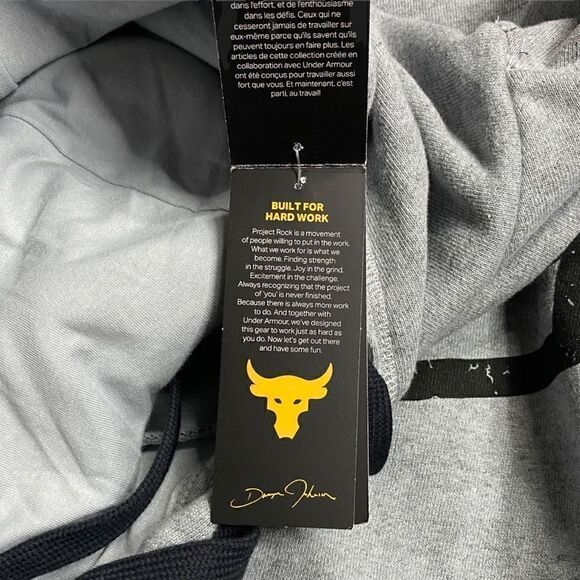 UNDER ARMOUR Project Rock Warm-Up Hoodie 1346067-011 Gray Black size L (a) New - Picture 8 of 13
